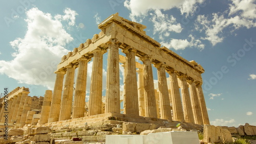  Acropolis parthenon site timelapse pillars bright sunny sky 30p
