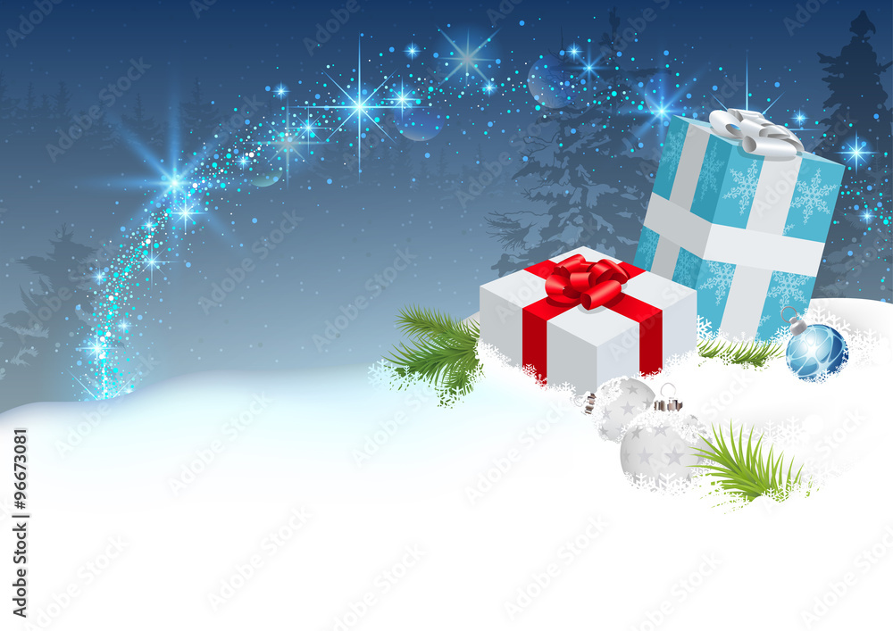 Christmas Surprise with Sparkling Effect - Background Illustration, Vector