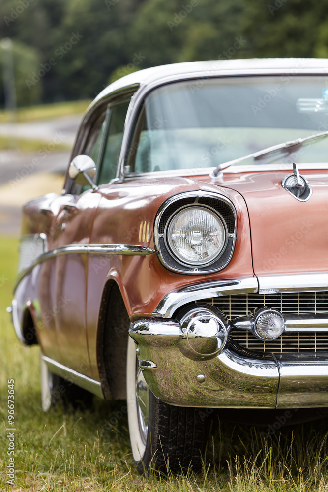 Franken, Germany, 21 June 2015: Front detail of a Chevrolet vint