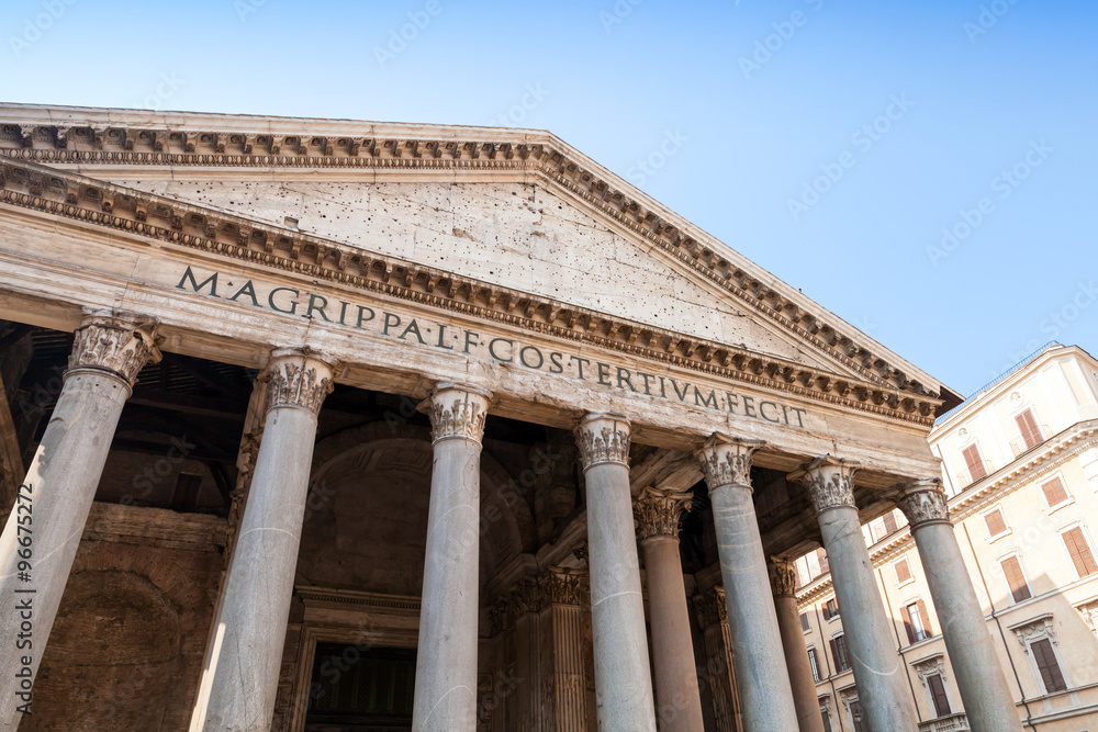 Facade with columns of Pantheon, Rome, Italy