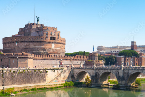 Cityscape of Rome with Saint Angelo Bridge