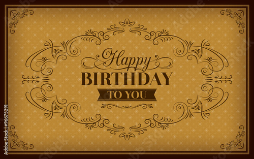 Happy Birthday greeting vintage frame