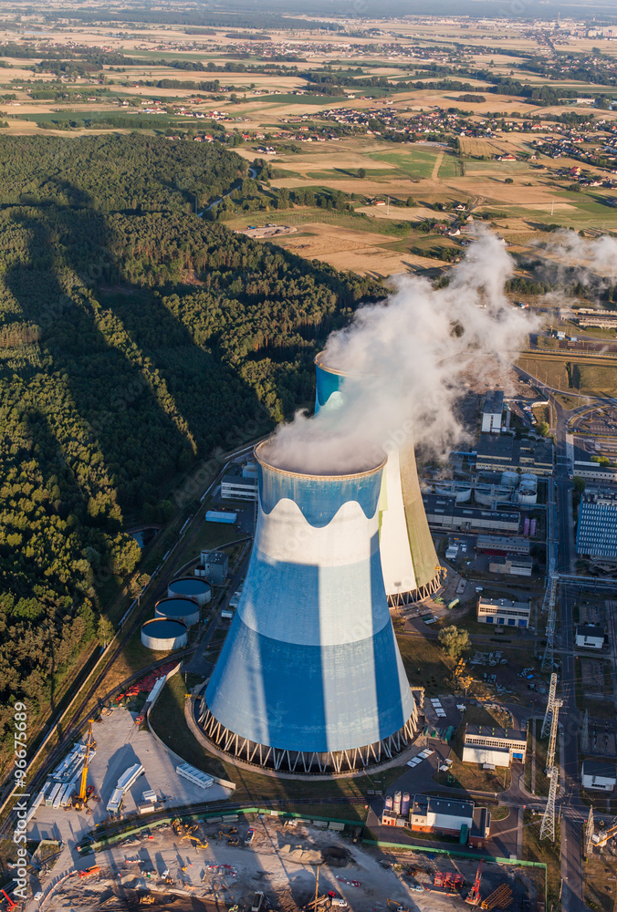 Aerial view on the power station near Opole city