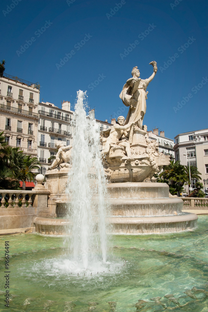 Federation fountain at Place de la Liberte, Toulon, Souther France