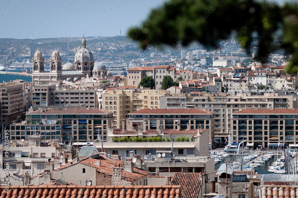 Marseille view with Marseille Cathedral in background