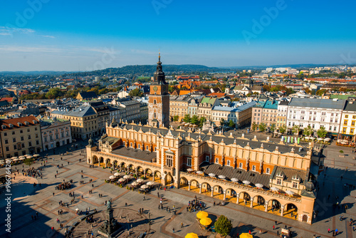 Obraz na płótnie Widok z lotu ptaka na główny rynek w Krakowie