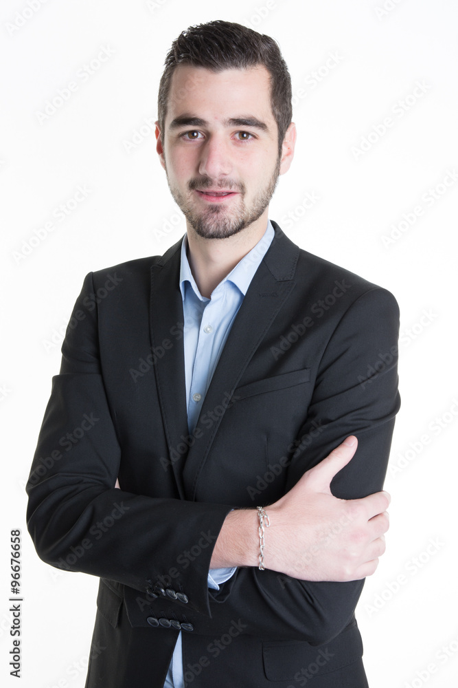 Portrait of happy smiling business man, isolated on white background Portrait of happy smiling business man, isolated on white background
