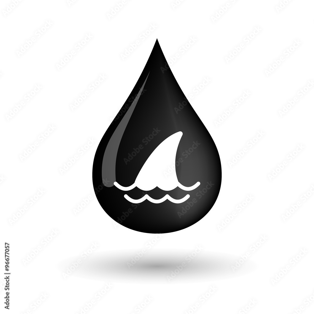 Vector oil drop icon with a shark fin Vector oil drop icon with a shark fin