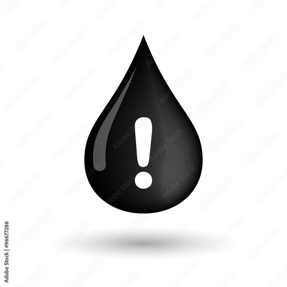 Vector oil drop icon with an admiration sign Vector oil drop icon with an admiration sign