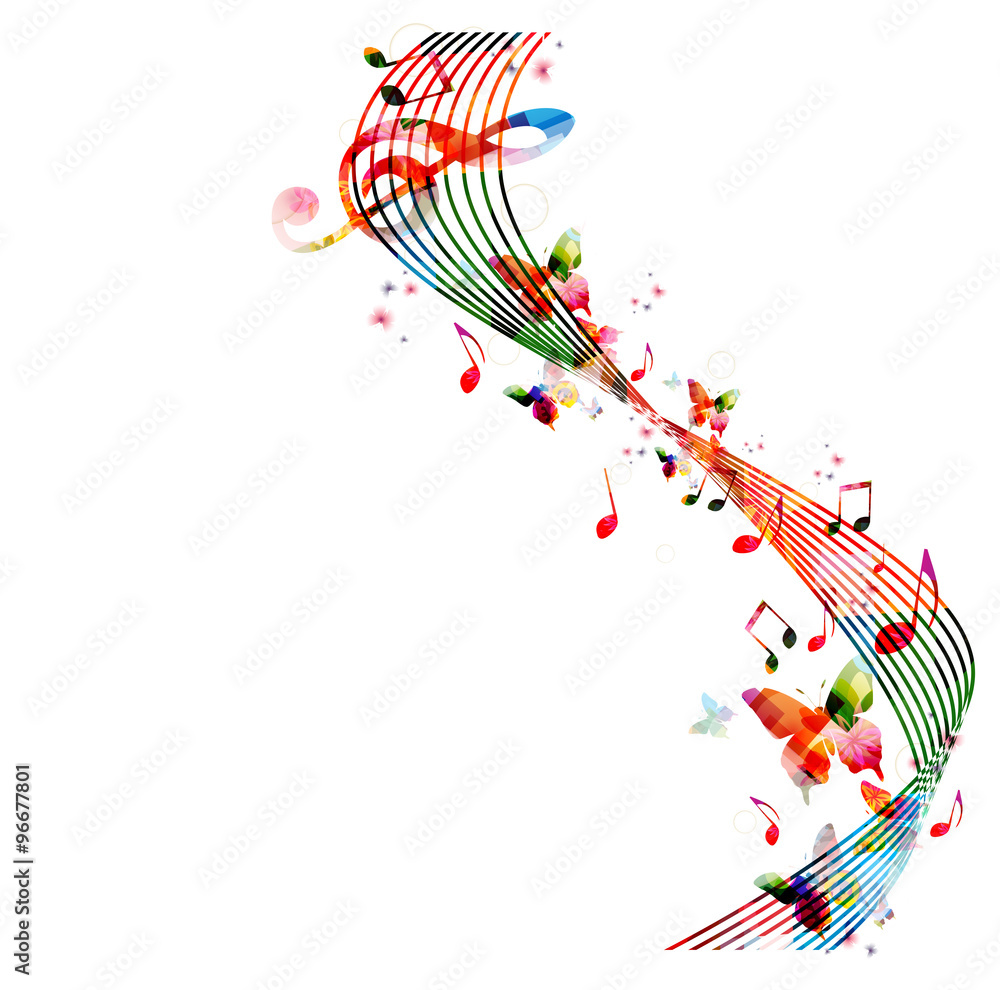 Naklejka premium Colorful background with music notes