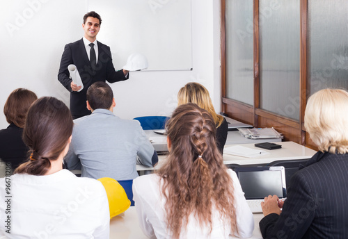 architects having advanced training courses in classroom