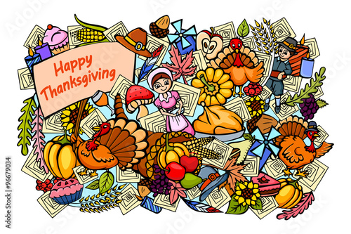 Happy Thanksgiving doodle drawing background