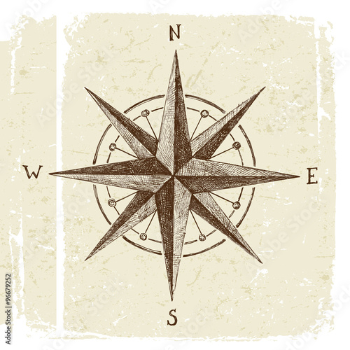 hand drawn wind rose 