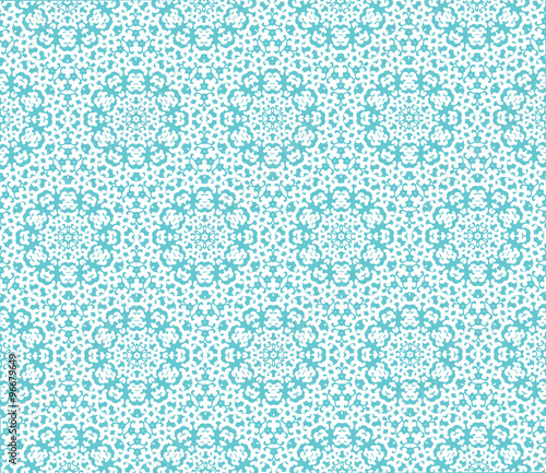 Gentle winter pattern. White lace on a light blue background