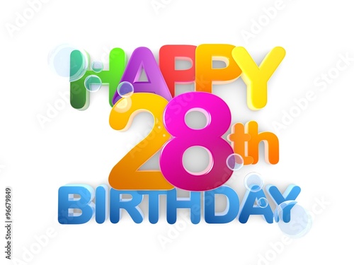 Canvas Print Happy 28th Birthday Title, light