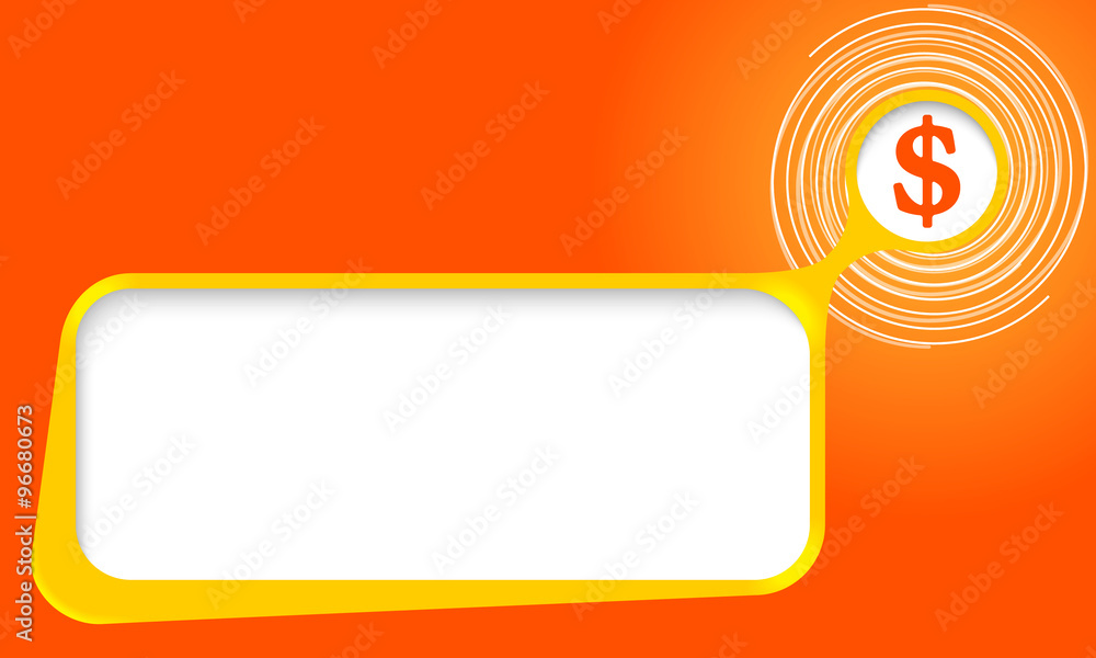 Obraz premium Vector text box for your text with spirals and dollar symbol