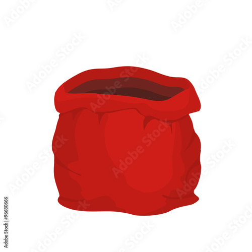 Open empty sack Santa Claus. Red big bag for gifts. Christmas an