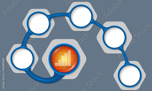 Blue circular text boxes for your text and graph