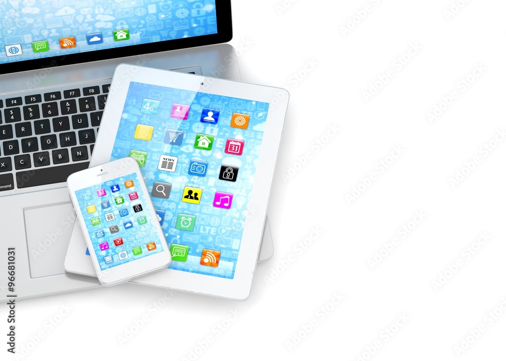 Laptop, phone and tablet pc. Laptop, phone and tablet pc.