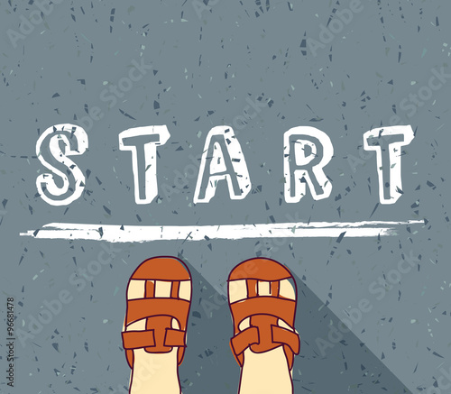 Child begin way standing on the start