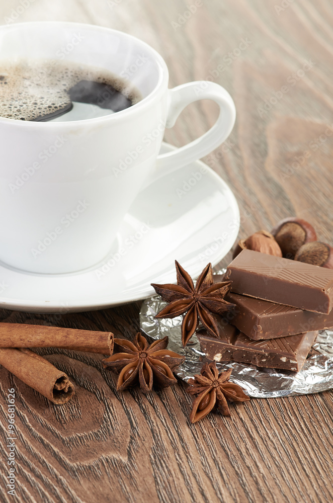 coffee with chocolate and dry breakfast coffee with chocolate and dry breakfast