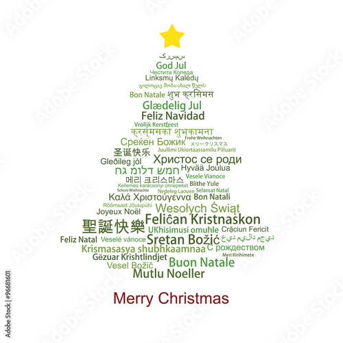 Merry Christmas Tag Cloud shaped as a Christmas tree
