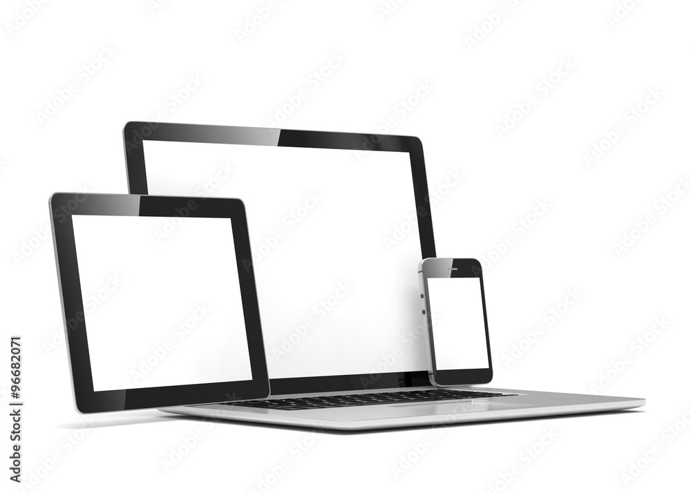 laptop, tablet, phone, on white laptop, tablet, phone, on white