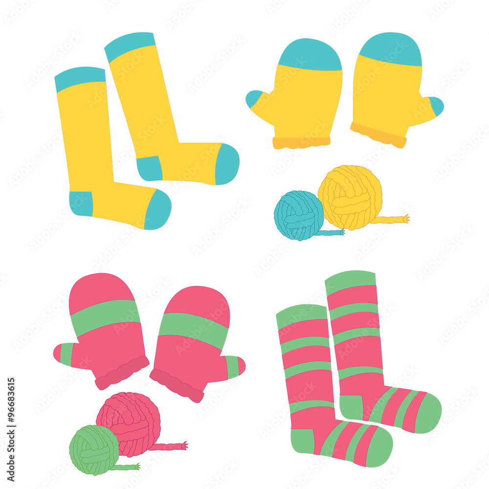 Two different kinds of mitten and socks Stock Vector Adobe Stock