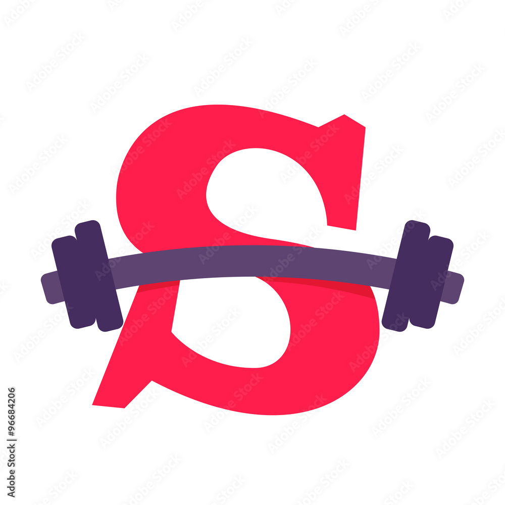 S letter with barbell. S letter with barbell.