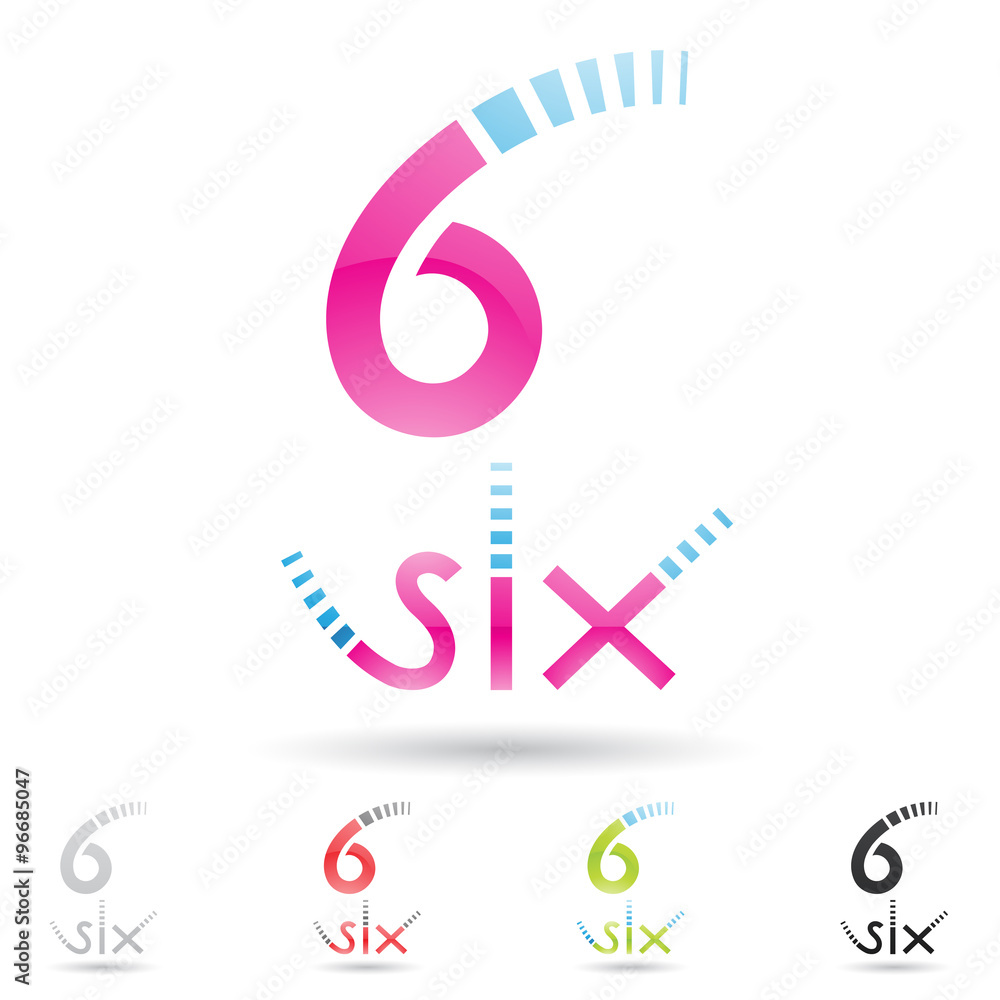 Fototapeta premium colorful and abstract icons for number 6, set 7