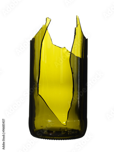 Broken bottle green isolated on white background