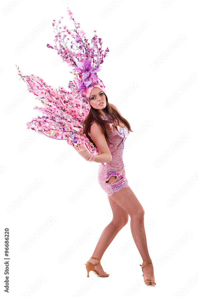 carnival dancer woman dancing against isolated white carnival dancer woman dancing against isolated white