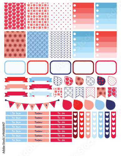 Winter planner sticker set for a week.