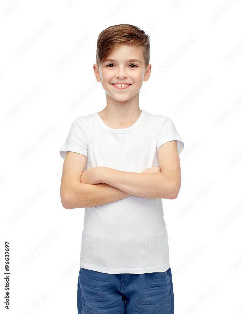 happy boy in white t-shirt and jeans happy boy in white t-shirt and jeans