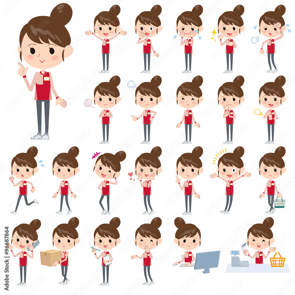 Convenience store red uniforms women Convenience store red uniforms women