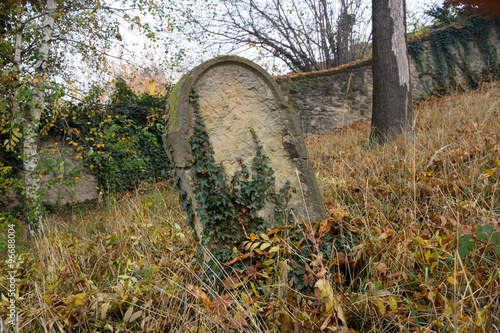 Slika na platnu Old gravestone on ancient graveyard (autumn)