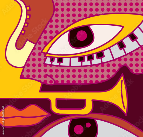 Abstract Music Art, Trumpet Eye Poster (Vector Art)