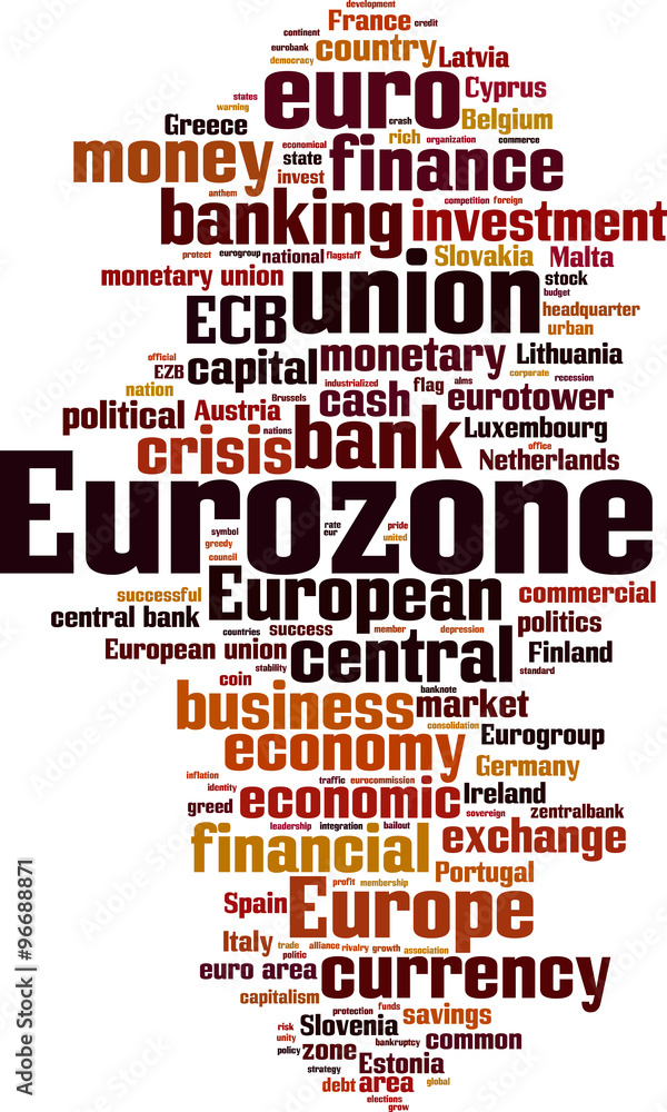 Obraz premium Eurozone word cloud concept. Vector illustration