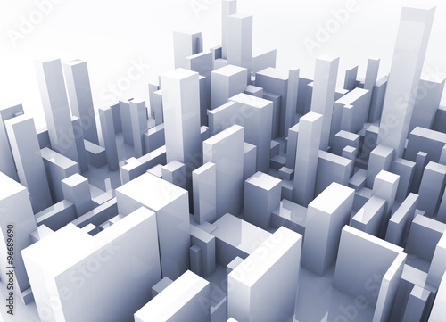 Simulation of a city with buildings 3d composition