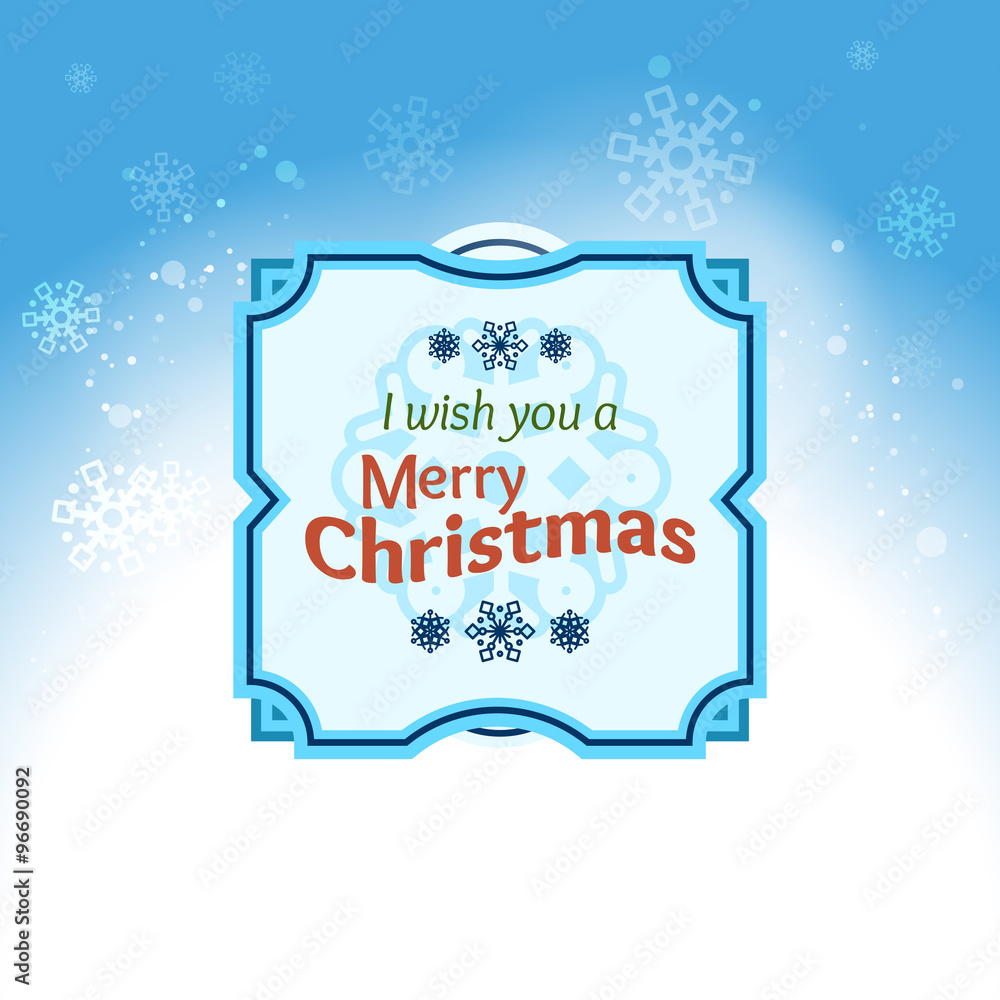 Naklejka premium Christmas vector background with frame, snowflakes and sample text.