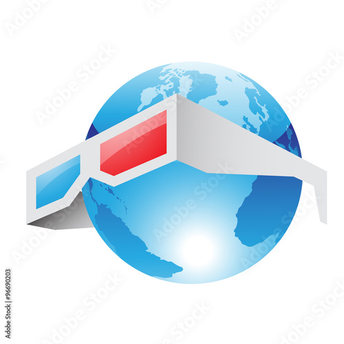 3d Red Blue Glasses and World