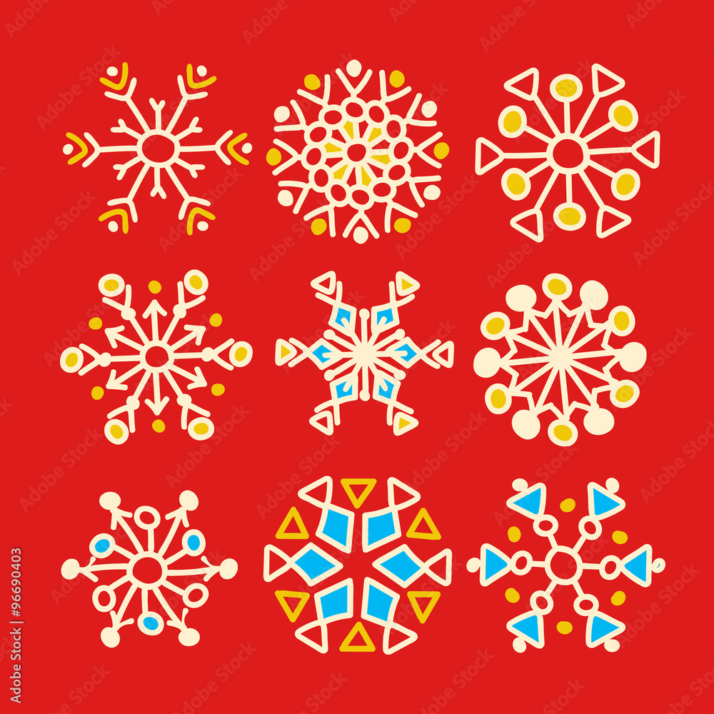 Fototapeta premium Winter snowflakes vector set. Christmas design for web and print.