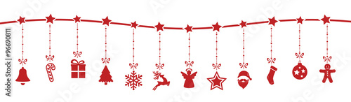 christmas decoration elements hanging isolated background