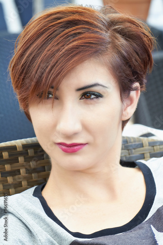 Beauty with short red hair