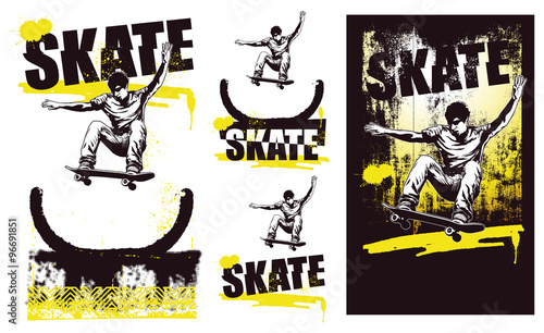 skater jumping with different backgrounds