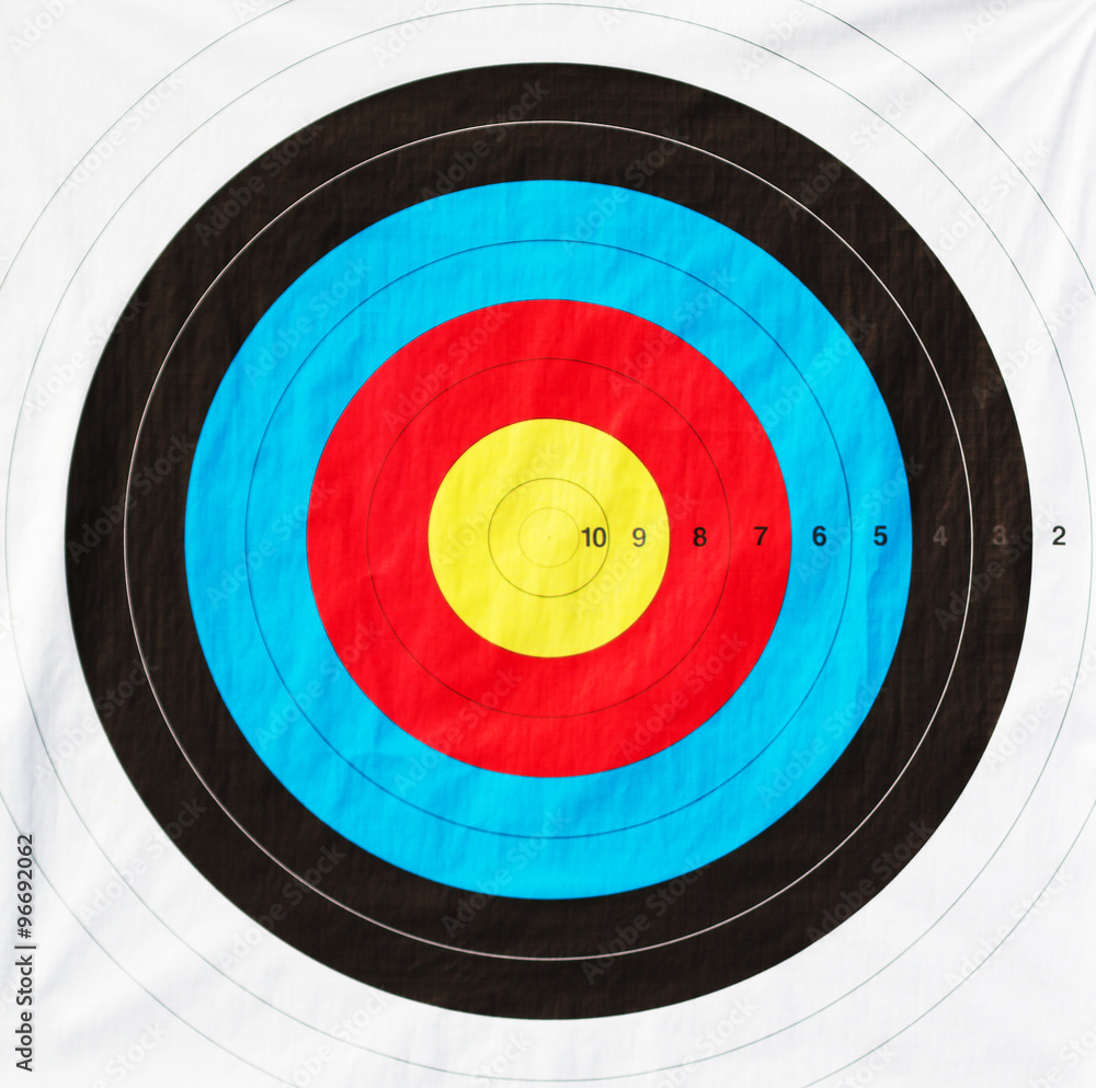 Close up archery target at a contest Close up archery target at a contest