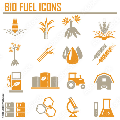 Vector bio fuels refinery plant , bio diesel , icons