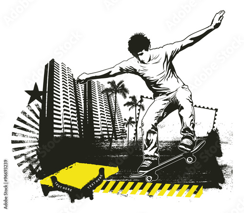 skater with grunge urban background
