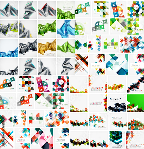 Huge mega collection of abstract geometric paper graphic layouts. Universal backgrounds  presentation templates or web covers