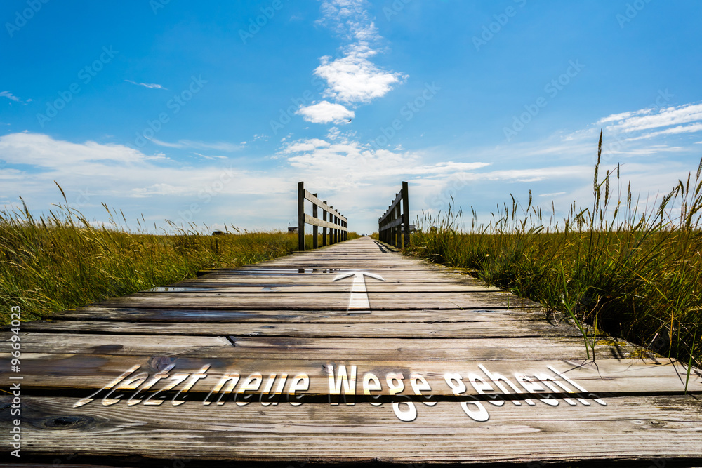 Obraz premium Jetzt neue Wege gehen Schild